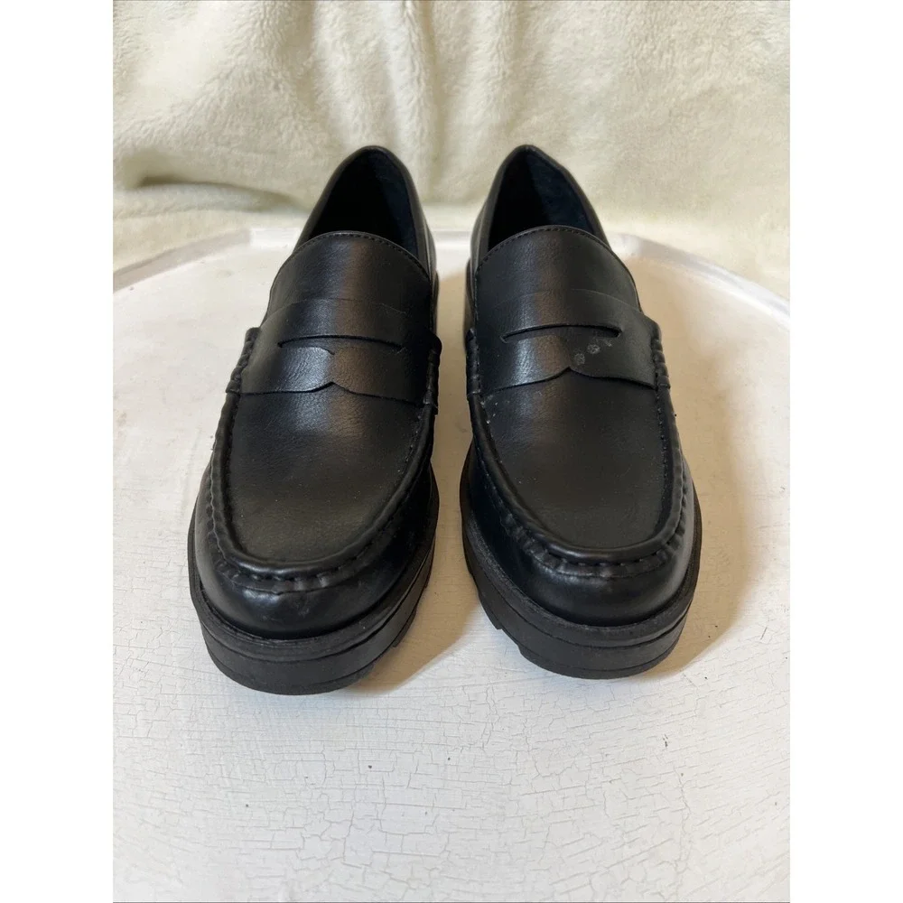 B.O.C. By BORN BOC Cade Lug Sole Penny Loafer Slip On Sz 6 M, Black